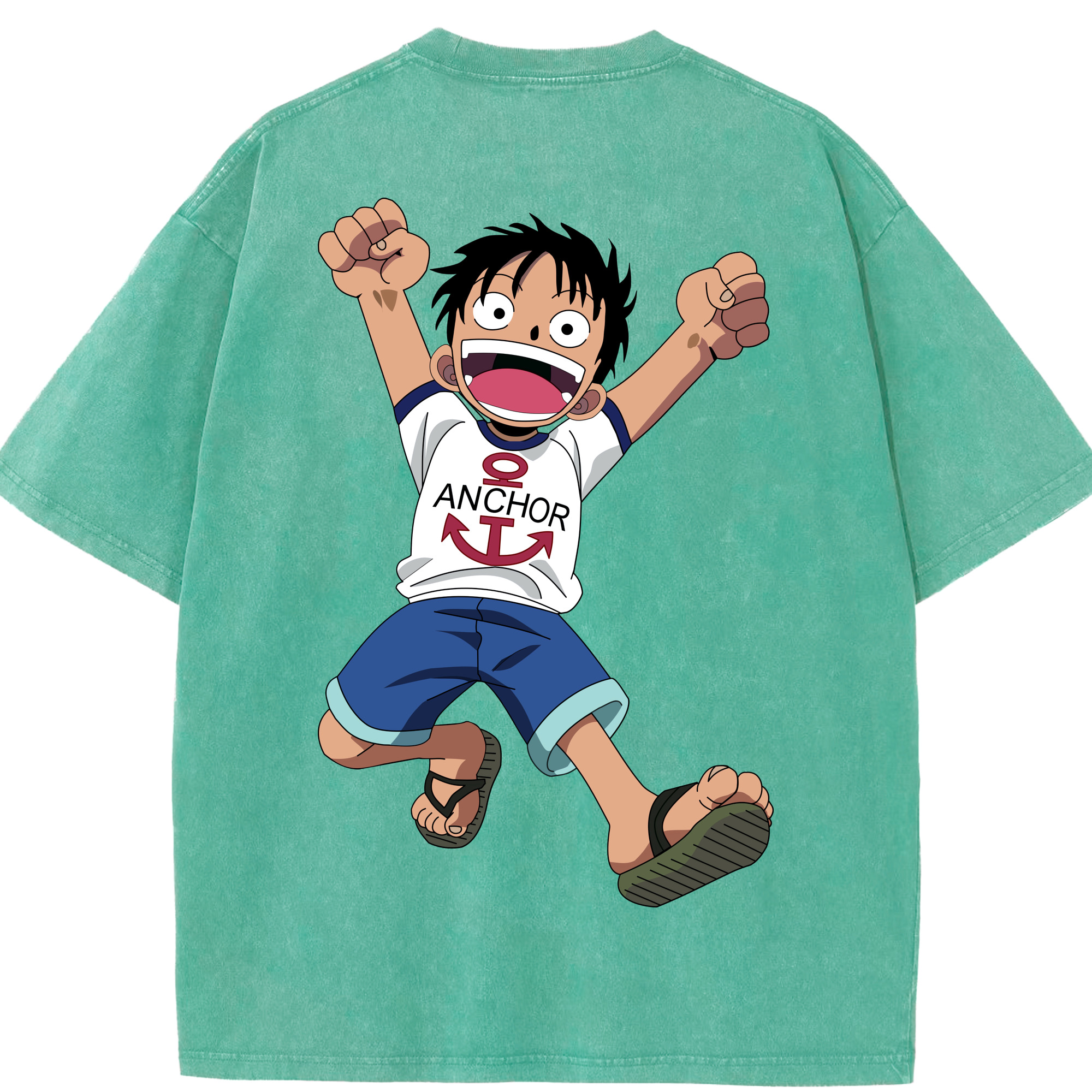 ワンピース モンキー・D・ルフィ ONE PIECE Monkey D. Luffy 綿100% ヴィンテージ風 半袖Tシャツ（背面プリント）